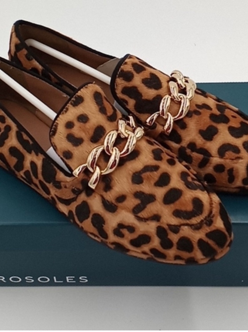 AEROSOLES Leopard Print Chain Loafers - Brown & Black